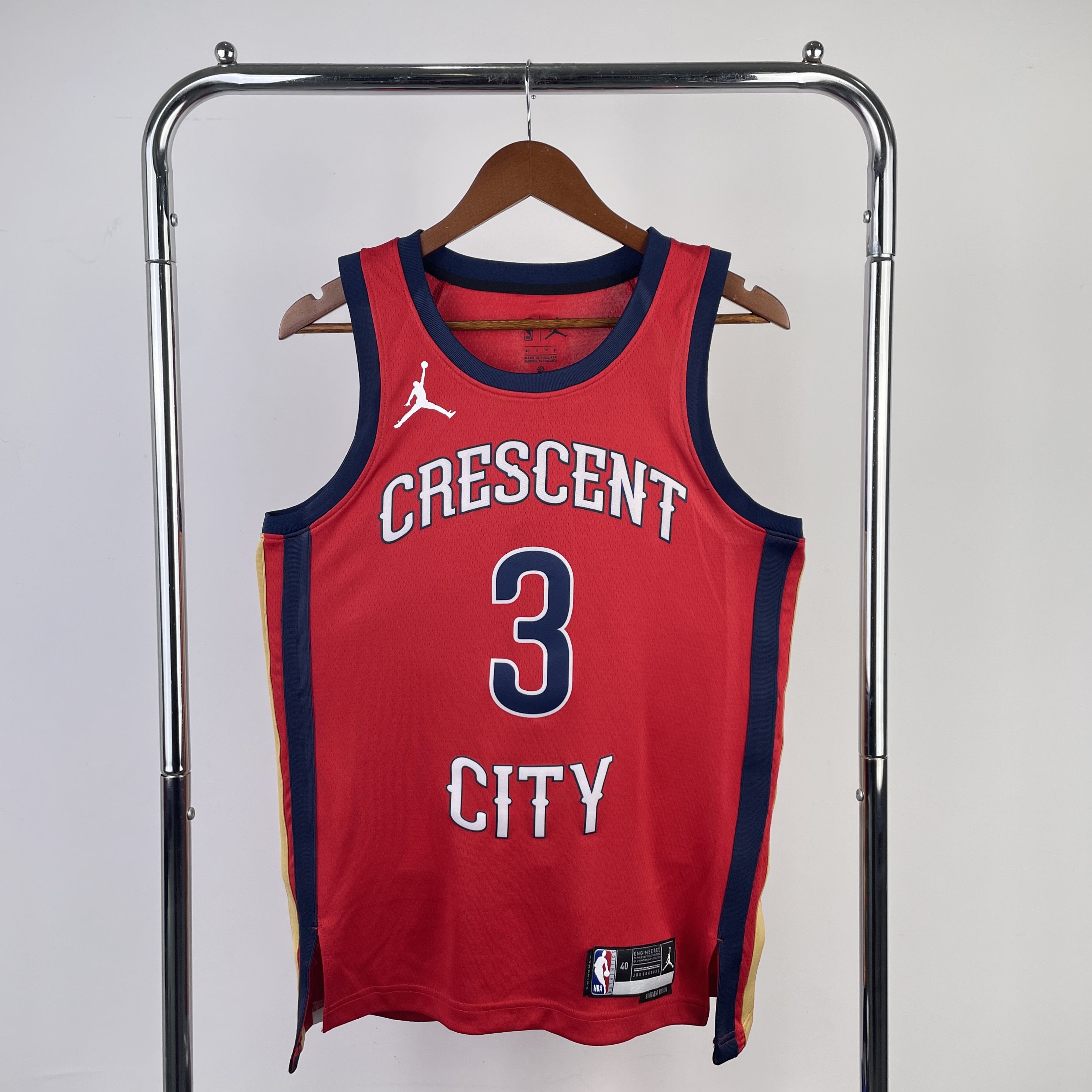 Men New Orleans Pelicans #3 Mccollum Red Season Jordon 2024 NBA Jersey